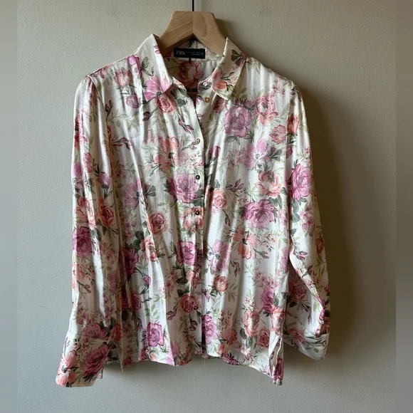 Zara Floral Button-Up Shirt - Picture 1 of 4